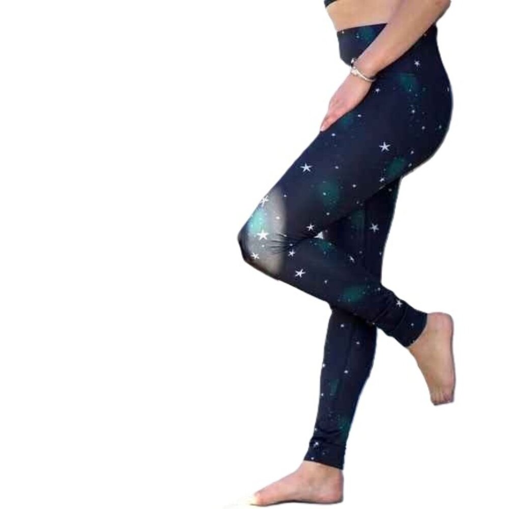 NOLI leggings S Cosmic Star black green white Full length Hi-Rise EUC